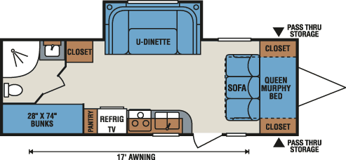 2016 KZ RV Vision V22BHS Murphy Bed Option Travel Trailer Floorplan