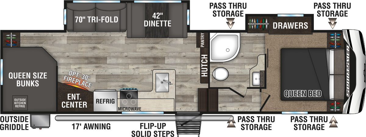 2023 KZ RV Sportsmen 292BHK Fifth Wheel Floorplan