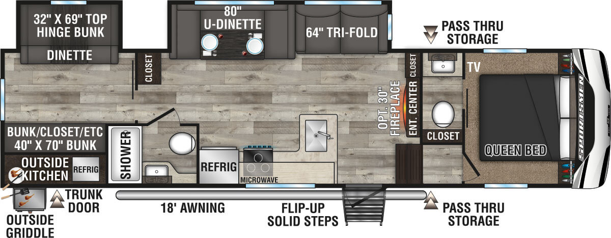 2023 KZ RV Sportsmen 302BHK Fifth Wheel Floorplan