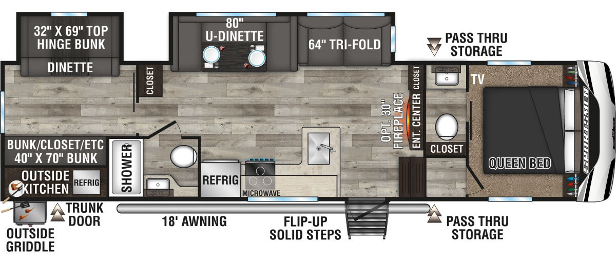 2023 KZ RV Sportsmen 302BHK Fifth Wheel Floorplan