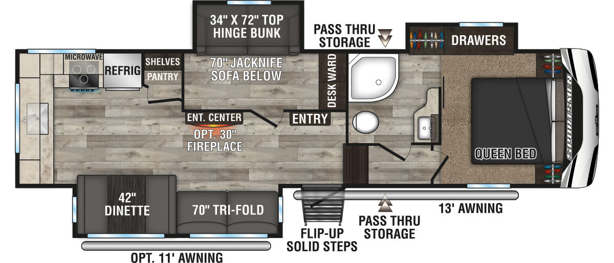 2023 KZ RV Sportsmen 303MB Fifth Wheel Floorplan