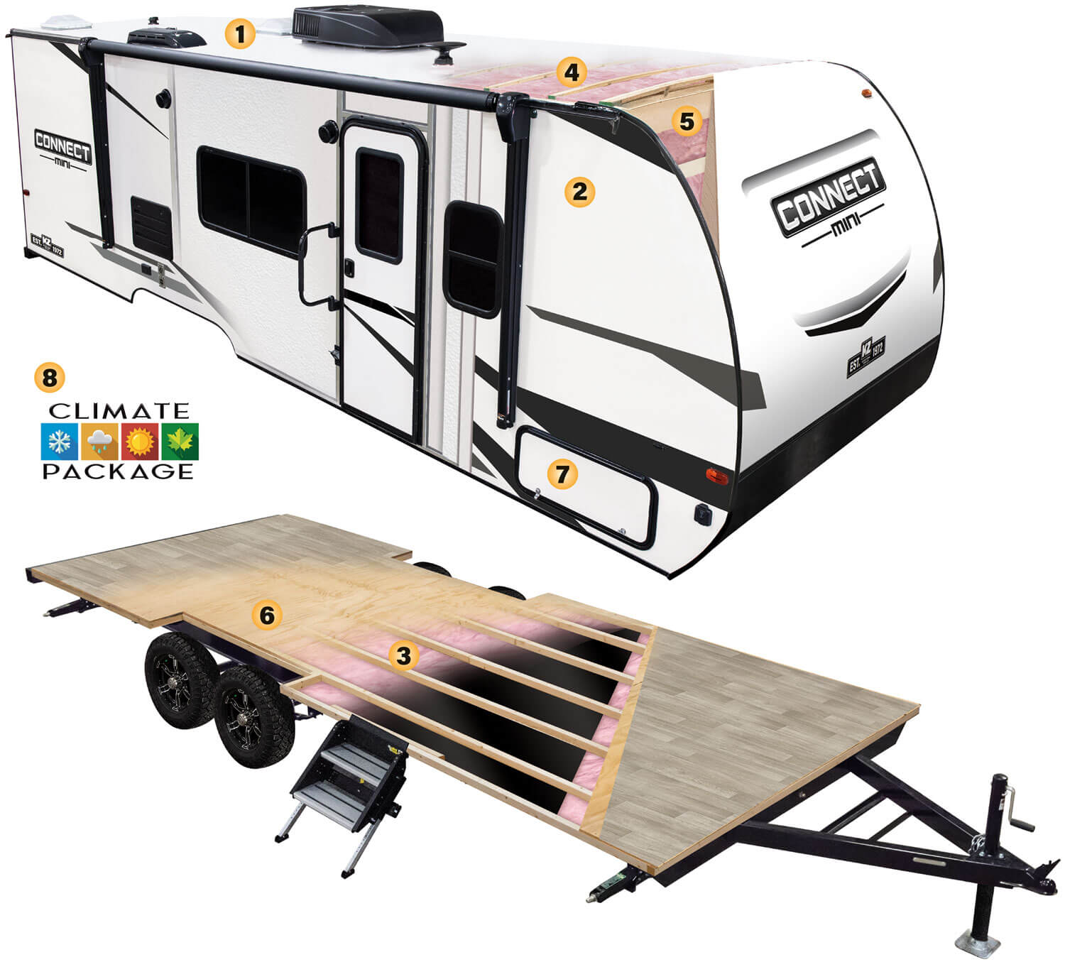 2024 KZ RV Connect Mini Lightweight Travel Trailer Cutaway