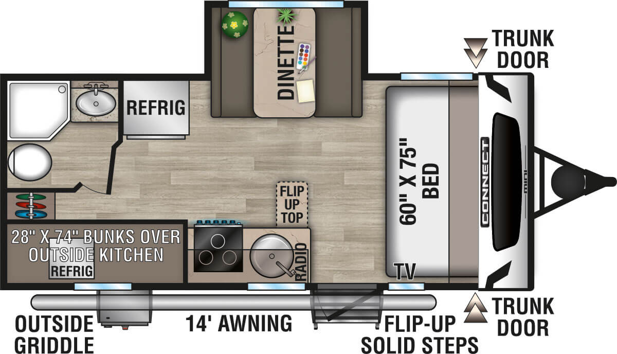 2024 KZ RV Connect Mini CM191BHK Travel Trailer Floorplan