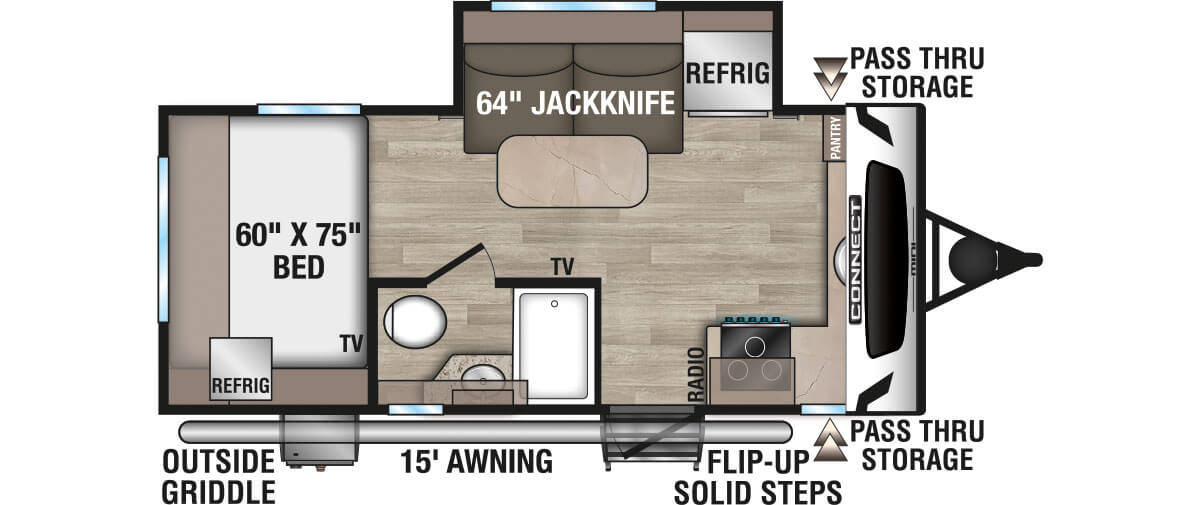 2024 KZ RV Connect Mini CM181FKK Travel Trailer Floorplan