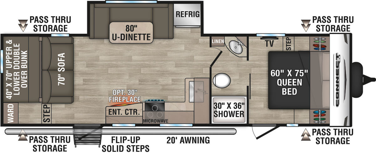 2024 KZ RV Connect SE C261BHSE Travel Trailer Floorplan