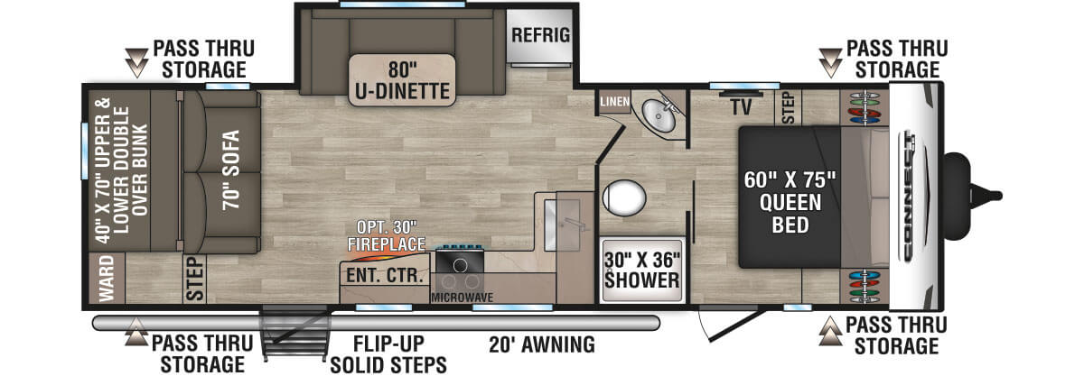 2024 KZ RV Connect SE C261BHSE Travel Trailer Floorplan