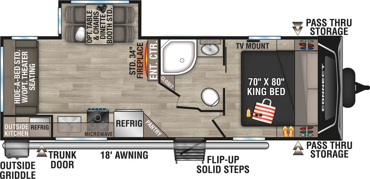 2024 KZ RV Connect C241RLK Travel Trailer Floorplan