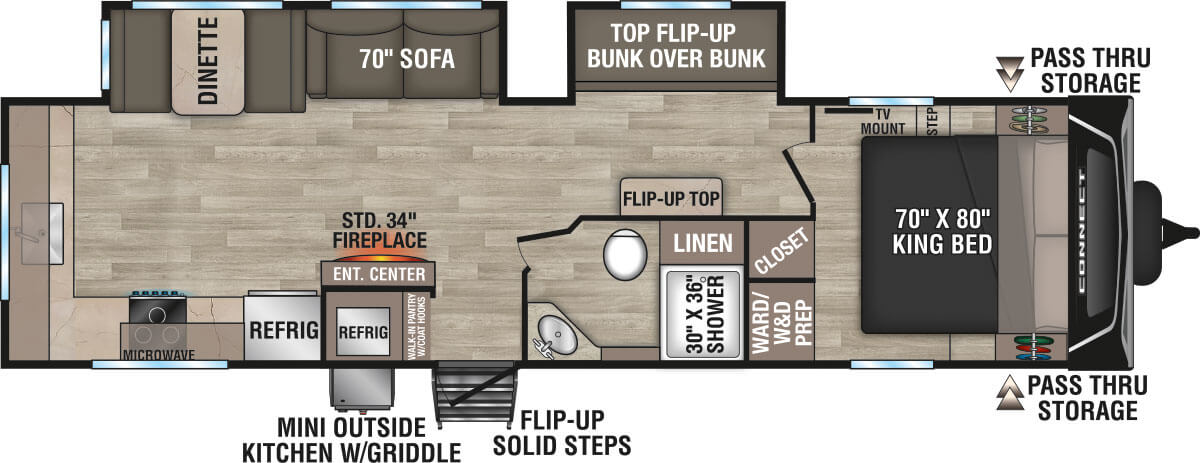 2024 KZ RV Connect C312BRK Travel Trailer Floorplan