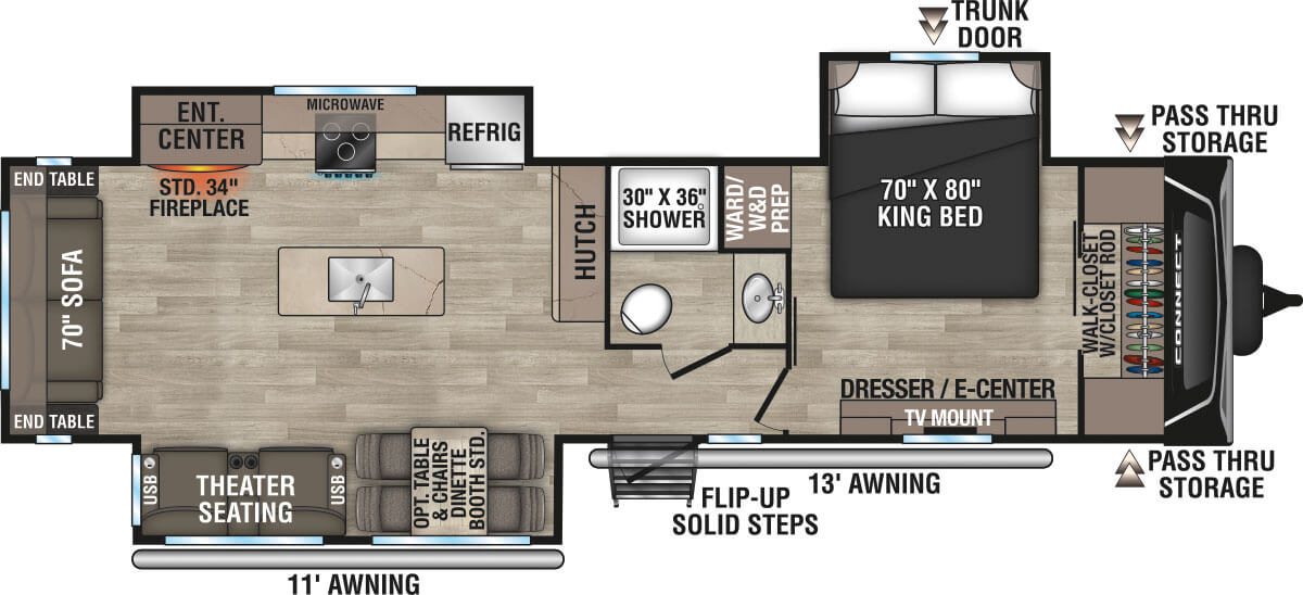 2024 KZ RV Connect C313MK Travel Trailer Floorplan