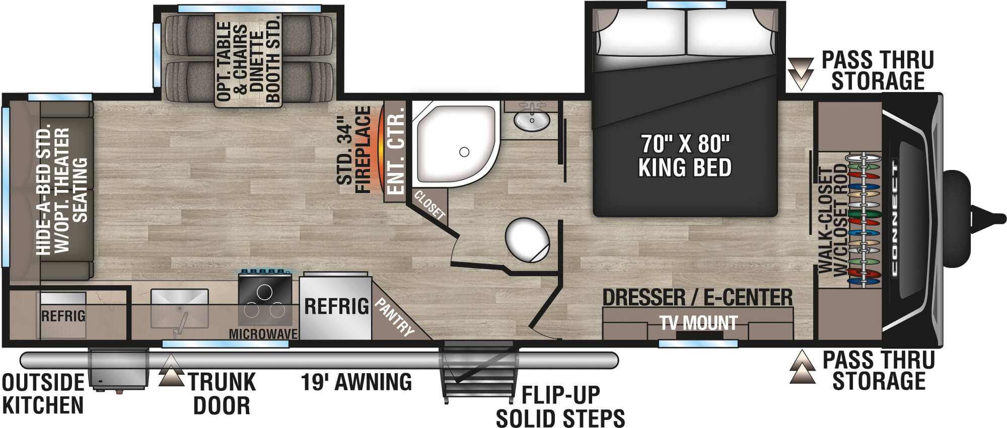 2024 KZ RV Connect C262RLK Travel Trailer Floorplan