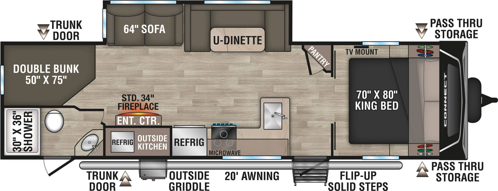 2024 KZ RV Connect C291BHK Travel Trailer Floorplan