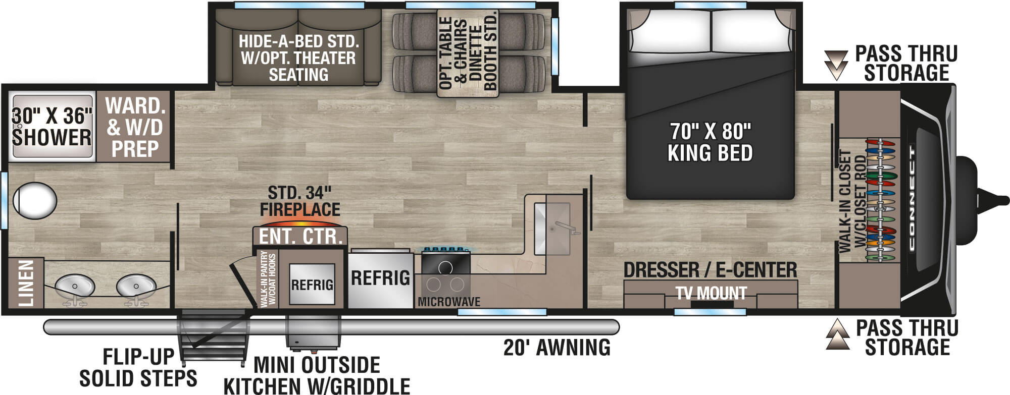 2024 KZ RV Connect C302RBK Travel Trailer Floorplan