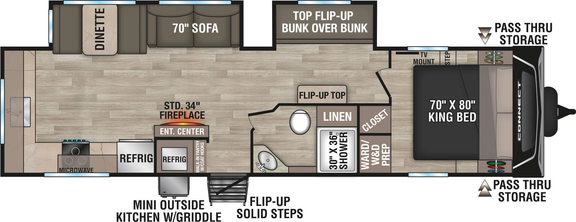 2024 KZ RV Connect C312BRK Travel Trailer Floorplan