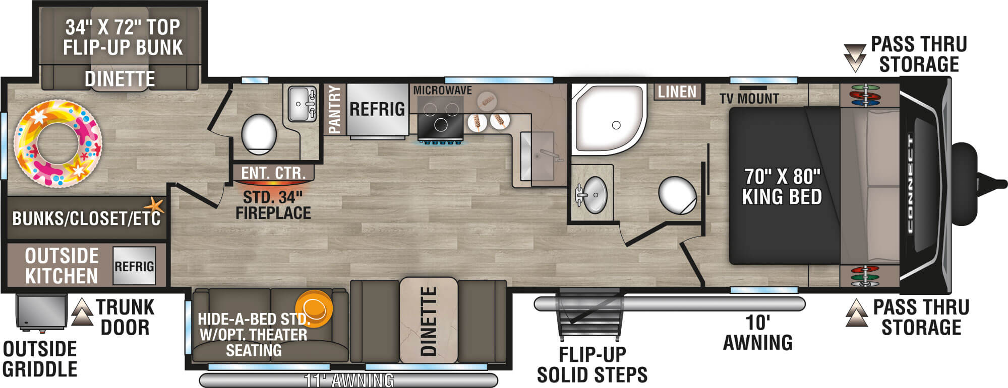 2024 KZ RV Connect C322BHK Travel Trailer Floorplan