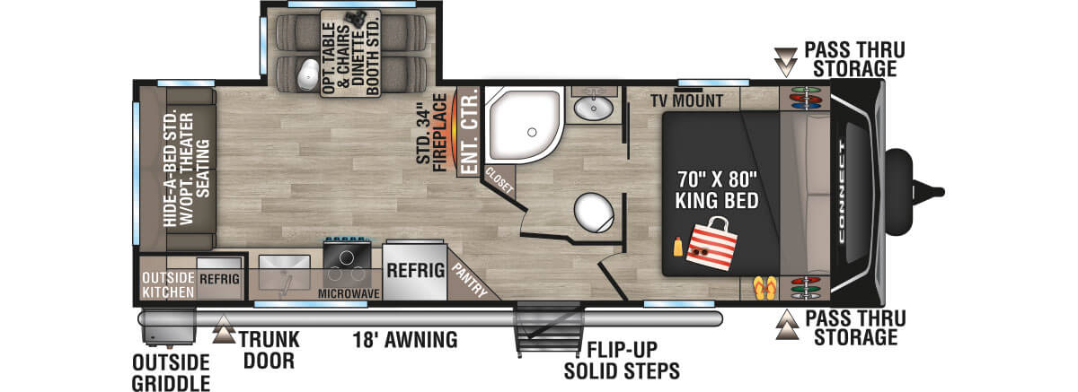 2024 KZ RV Connect C241RLK Travel Trailer Floorplan