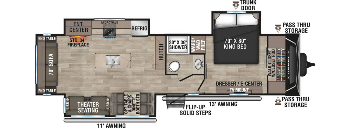 2024 KZ RV Connect C313MK Travel Trailer Floorplan