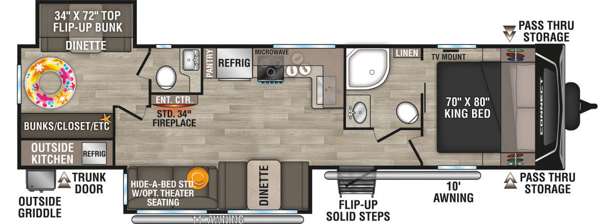 2024 KZ RV Connect C322BHK Travel Trailer Floorplan