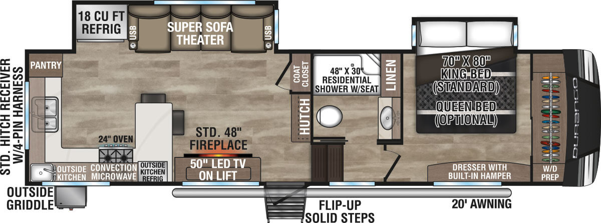 2024 KZ RV Durango D280RKD Fifth Wheel Floorplan