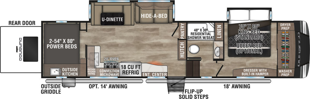 2024 KZ RV Durango D311BHD Fifth Wheel Floorplan