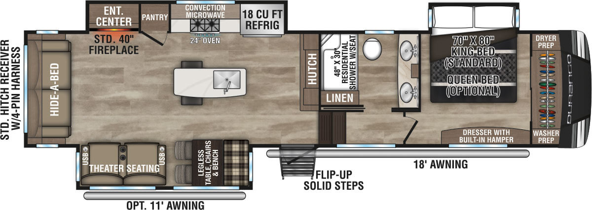 2024 KZ RV Durango D333RLT Fifth Wheel Floorplan