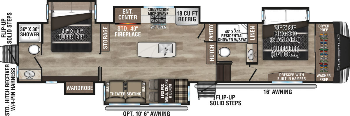 2024 KZ RV Durango D349DBF Fifth Wheel Floorplan