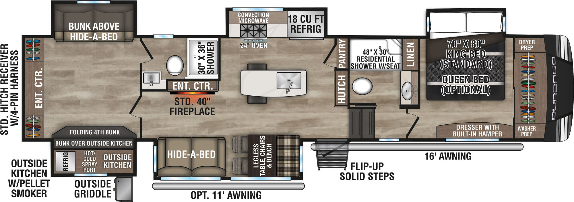 2024 KZ RV Durango D348BHF Fifth Wheel Floorplan