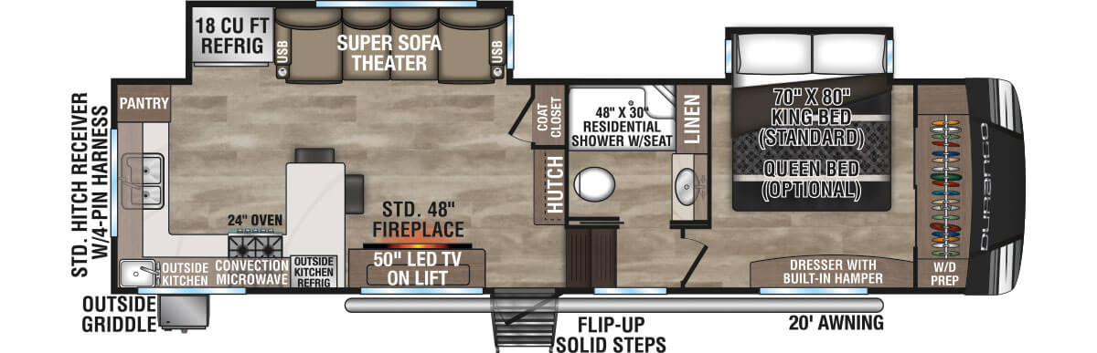 2024 KZ RV Durango D280RKD Fifth Wheel Floorplan