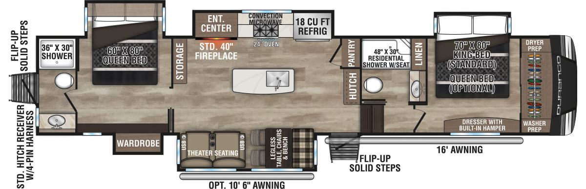 2024 KZ RV Durango D349DBF Fifth Wheel Floorplan