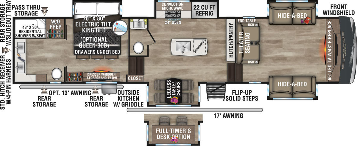 2024 KZ RV Durango Gold G386FLF Fifth Wheel Floorplan