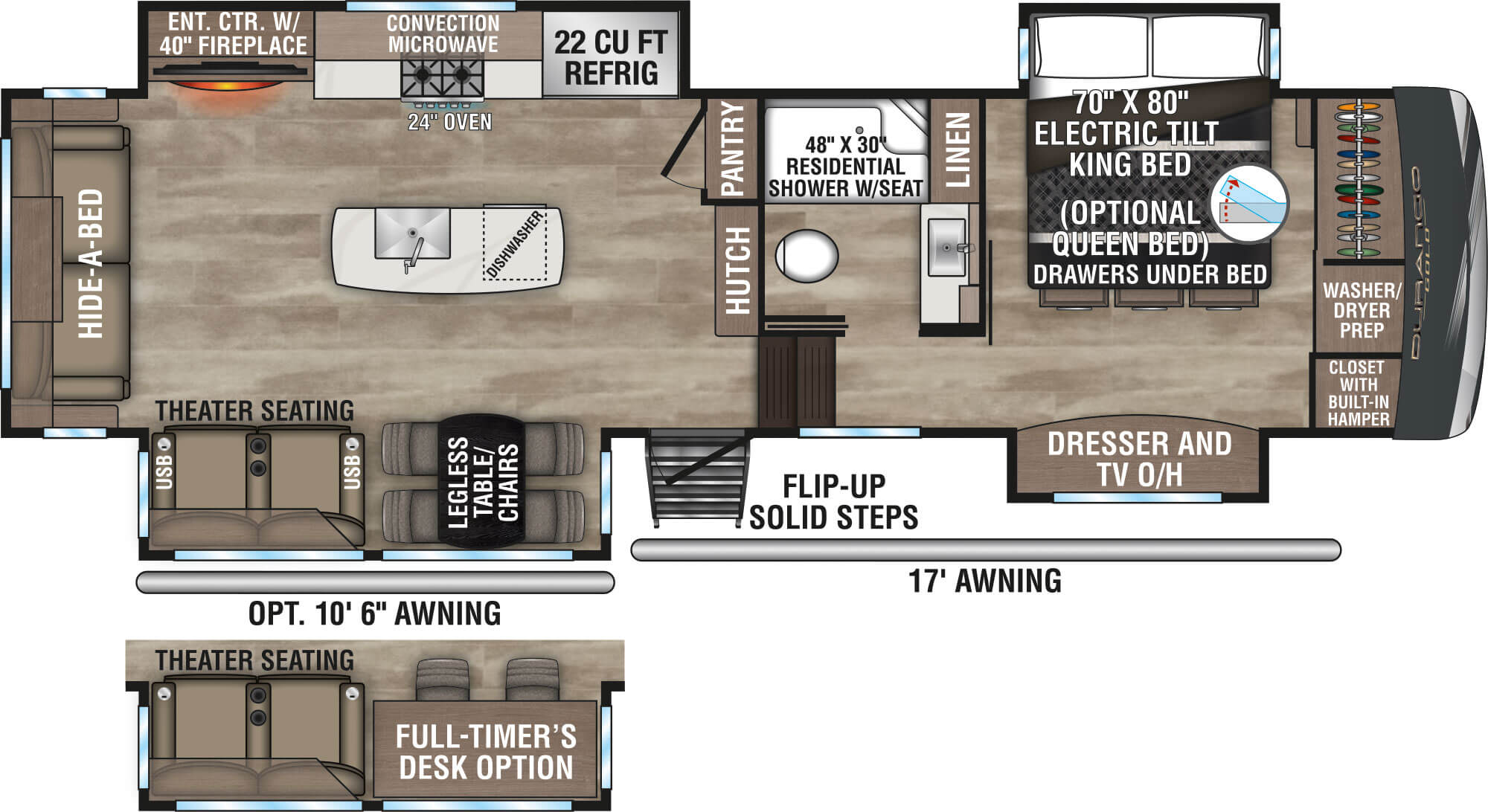 2024 KZ RV Durango Gold G310RLQ Fifth Wheel Floorplan