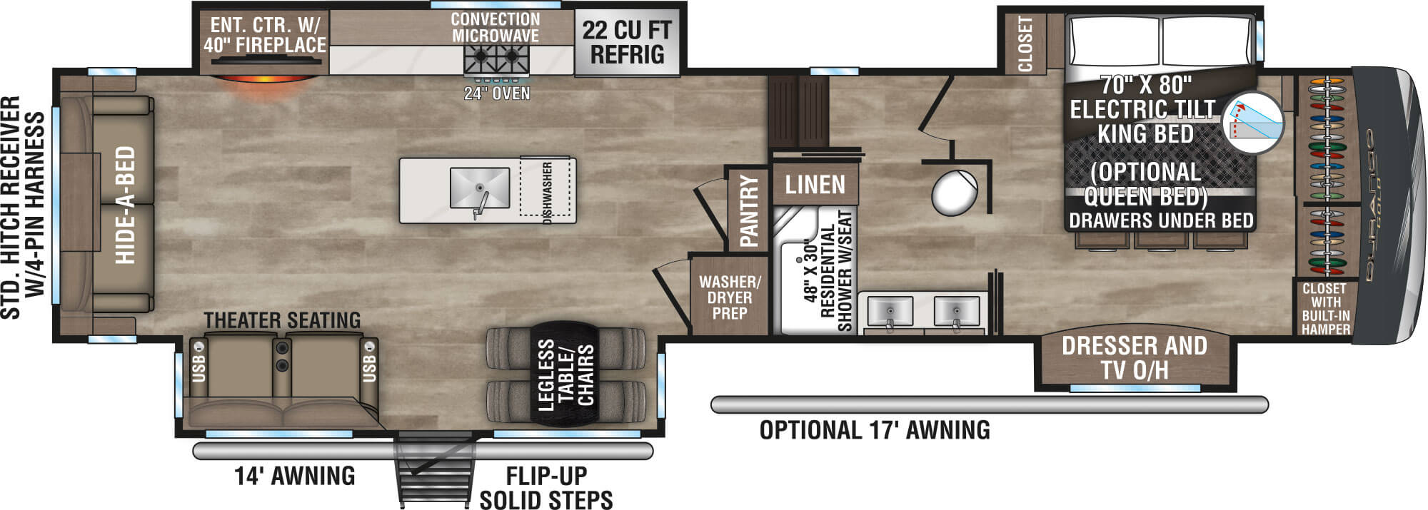 2024 KZ RV Durango Gold G383RLQ Fifth Wheel Floorplan