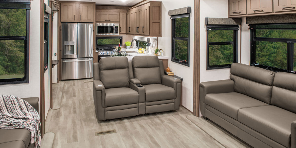 2024 KZ RV Durango Gold G391RKF Fifth Wheel Living Room and Kitchen