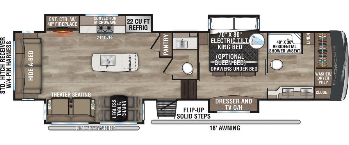 2024 KZ RV Durango Gold G366FBQ Fifth Wheel Floorplan