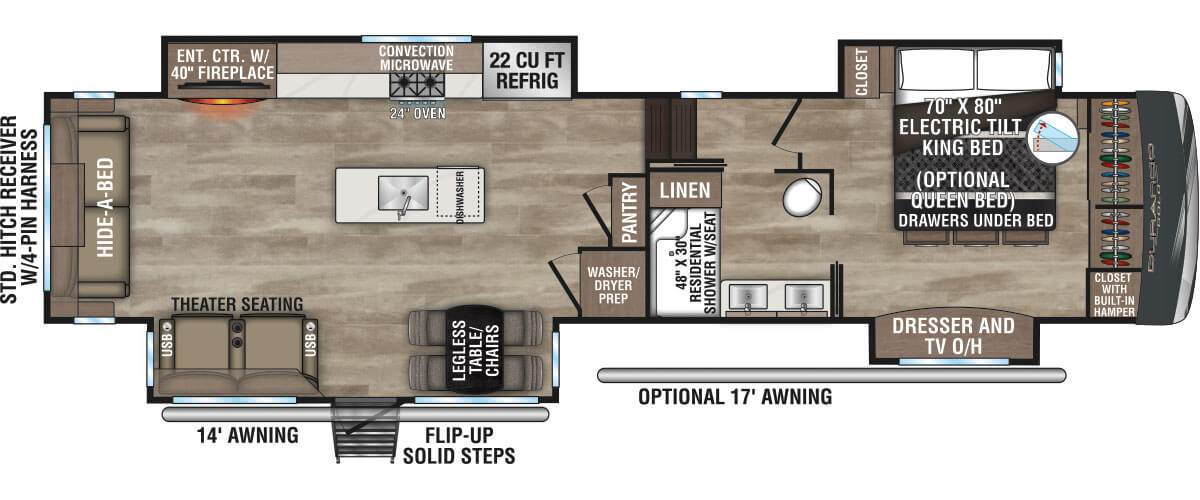 2024 KZ RV Durango Gold G383RLQ Fifth Wheel Floorplan