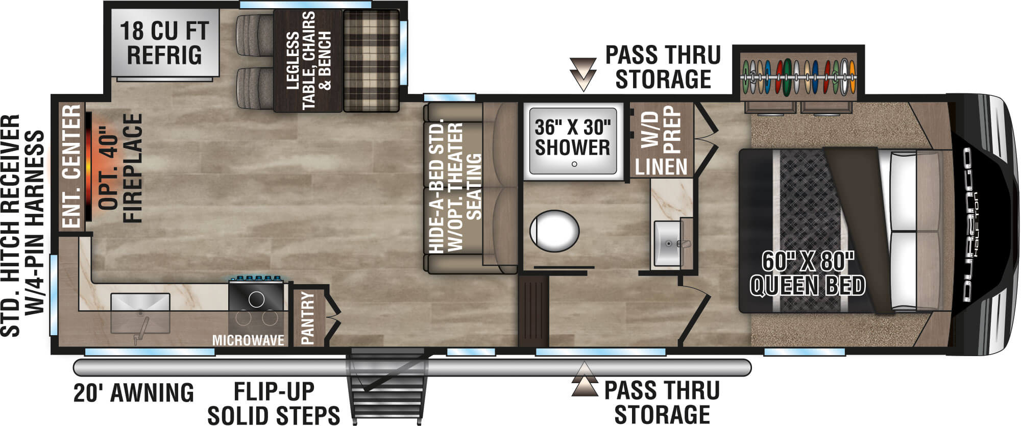 2024 KZ RV Durango Half-Ton D250RED Fifth Wheel Floorplan