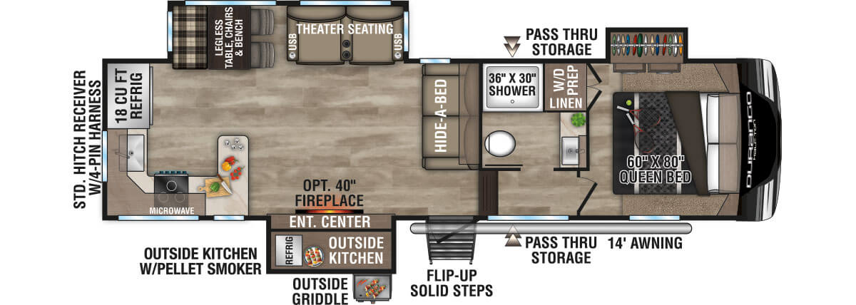 2024 KZ RV Durango Half-Ton D256RKT Fifth Wheel Floorplan