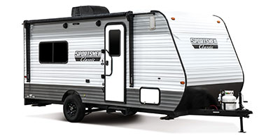 2023 KZ RV Sportsmen Classic 180TH Travel Trailer Toy Hauler Exterior Front 3-4 Door Side