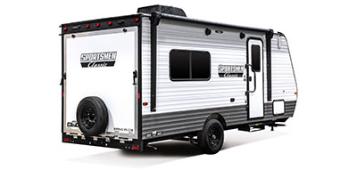 2023 KZ RV Sportsmen Classic 180TH Travel Trailer Toy Hauler Exterior Rear 3-4 Door Side