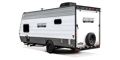 2023 KZ RV Sportsmen Classic 180TH Travel Trailer Toy Hauler Exterior Rear 3-4 Off Door Side