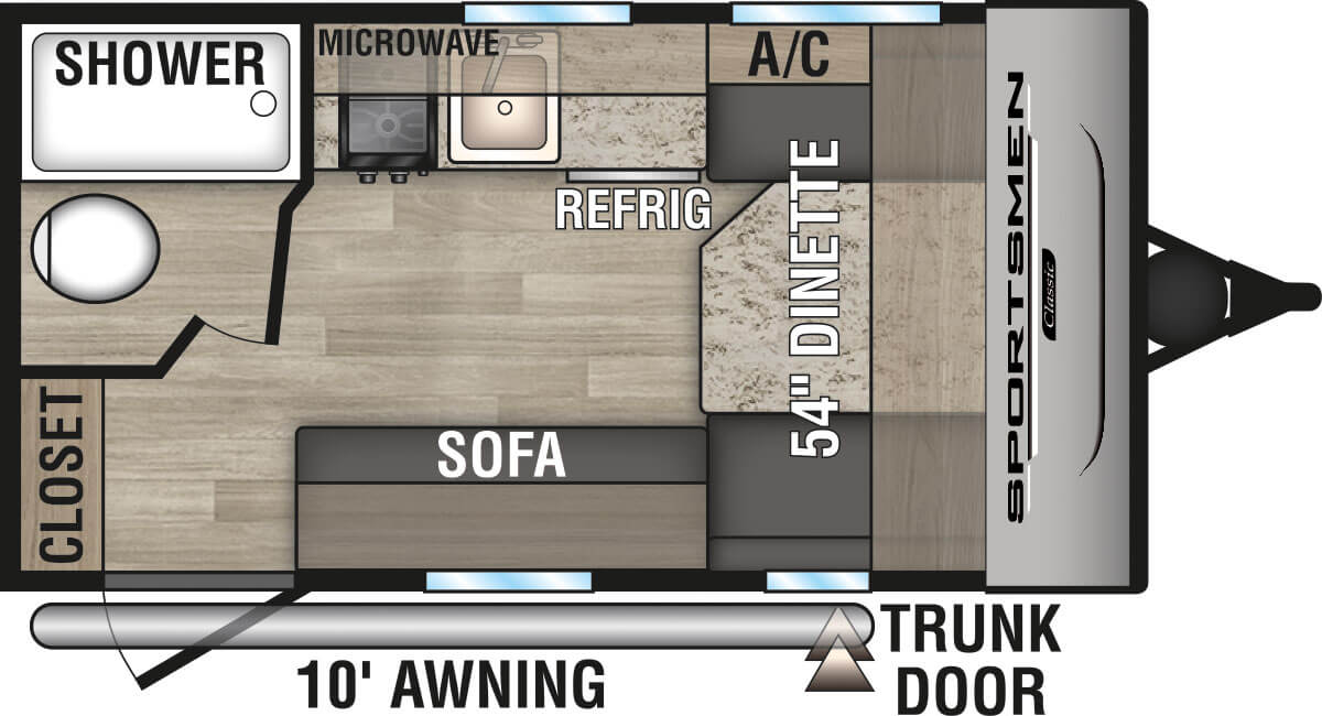 2024 KZ RV Sportsmen Classic 130RB Travel Trailer Floorplan