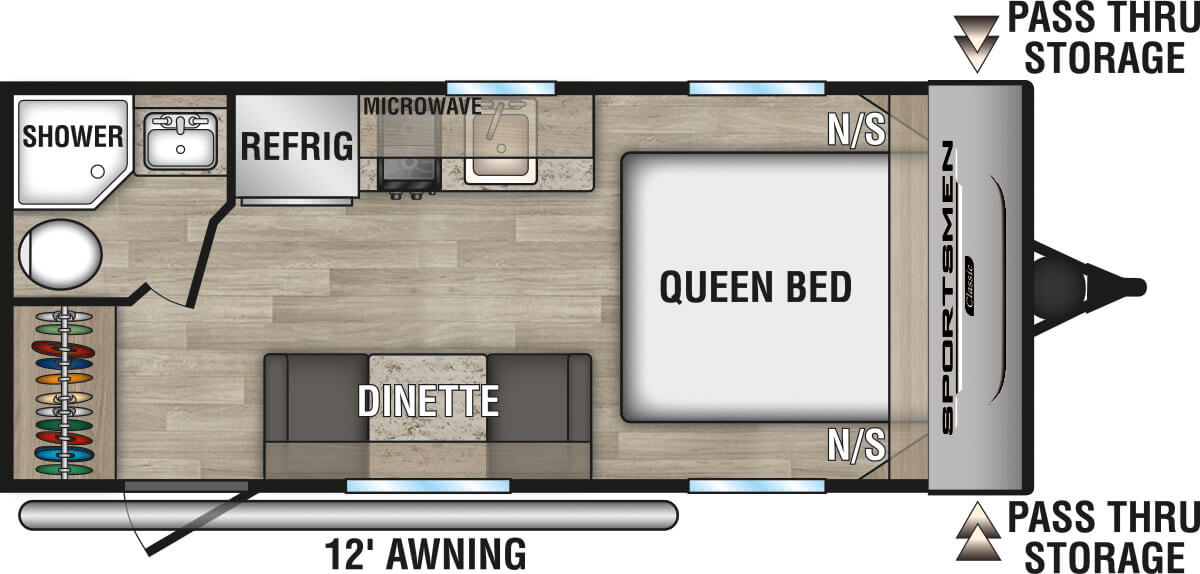 2024 KZ RV Sportsmen Classic 160QB Travel Trailer Floorplan