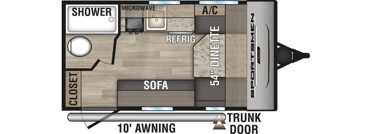 2024 KZ RV Sportsmen Classic 130RB Travel Trailer Floorplan