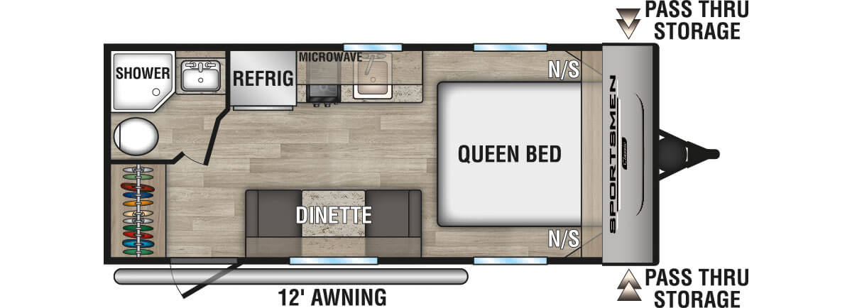 2024 KZ RV Sportsmen Classic 160QB Travel Trailer Floorplan