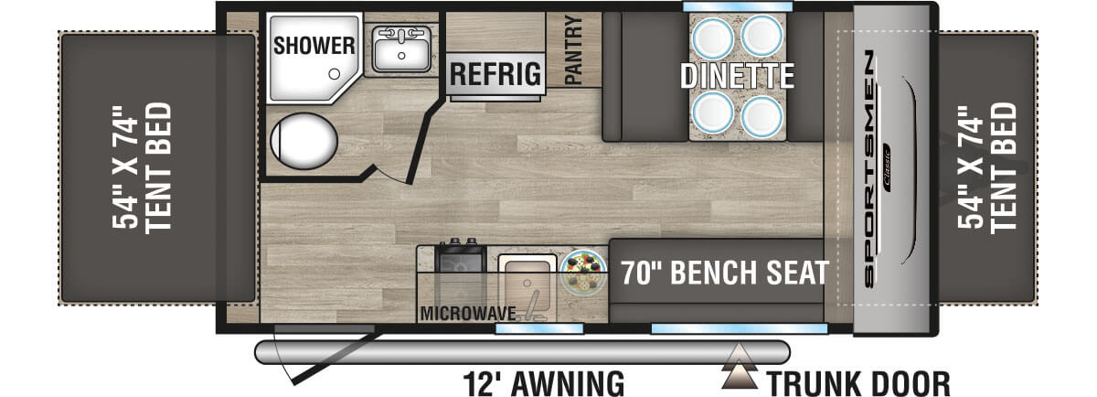 2024 KZ RV Sportsmen Classic 160RBT Travel Trailer Floorplan