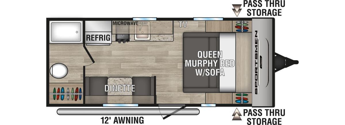 2024 KZ RV Sportsmen Classic 170MB Travel Trailer Floorplan