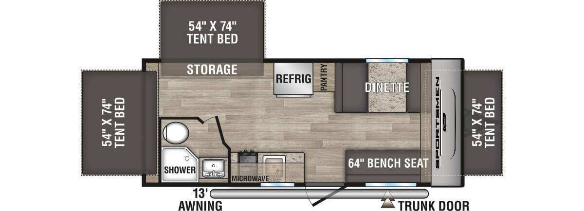 2024 KZ RV Sportsmen Classic 180RBT Travel Trailer Floorplan