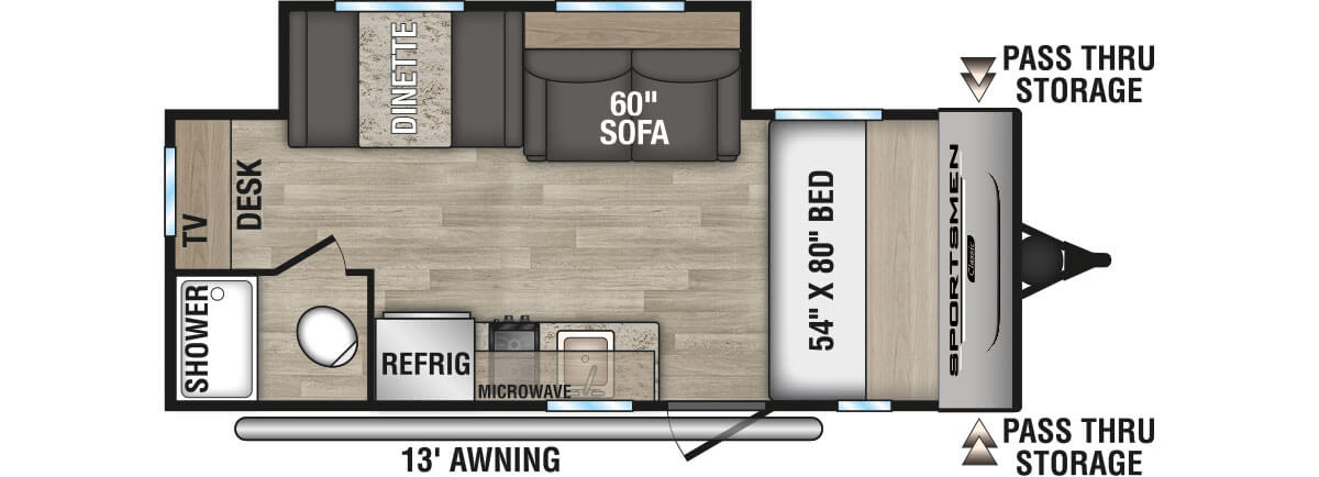 2024 KZ RV Sportsmen Classic 181SS Travel Trailer Floorplan