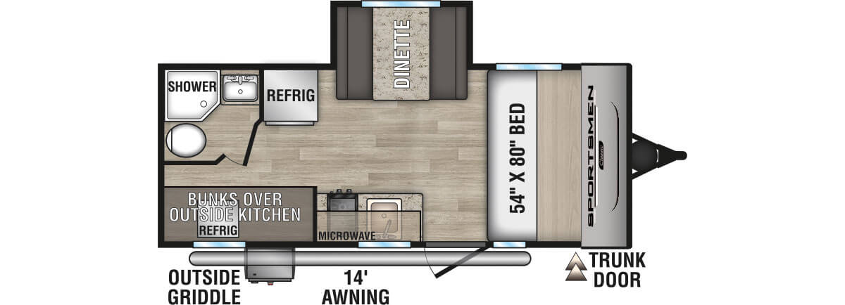 2024 KZ RV Sportsmen Classic 191BHK Travel Trailer Floorplan