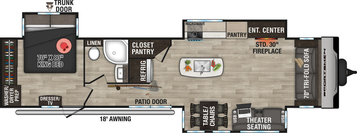 2024 KZ RV Sportsmen 363FL Travel Trailer Floorplan