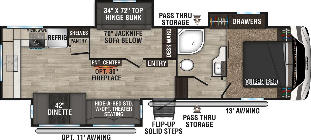 2024 KZ RV Sportsmen 303MB Fifth Wheel Floorplan